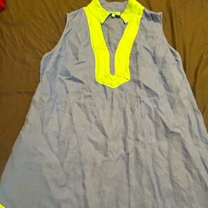 Sail to stable x-large linen dress with lime green accents.